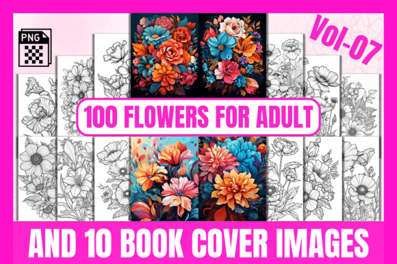 100 Flowers Adult Coloring Pages Vol-07