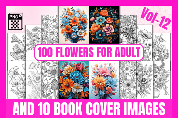 100 Flowers Adult Coloring Pages Vol-12