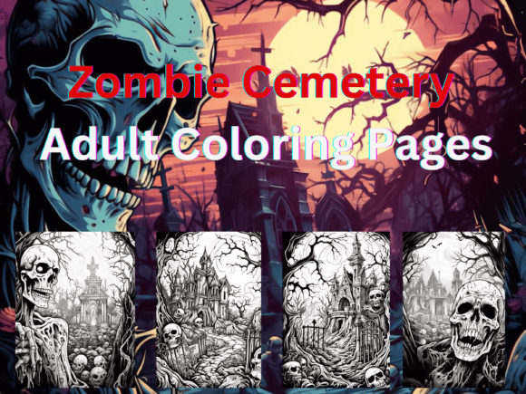 50 Zombie Cemetery Coloring Pages