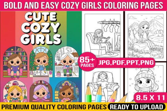 Bold and Easy Cozy Girls Coloring Page