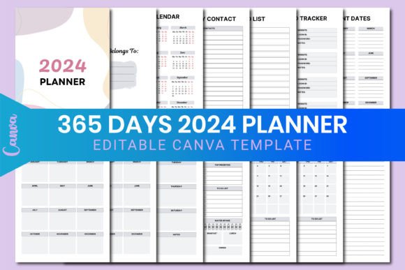 Editable 365 Days 2024 Planner Canva KDP: A Versatile Planning Solution