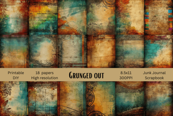 Grunged Out, 18 Papers Hi-RES 8.5x11: A Creative Resource for Every Project