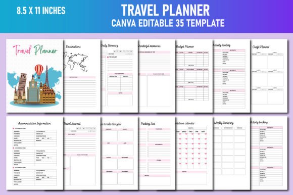 Travel Planner Canva KDP